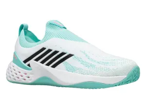 K-Swiss Women's W Aero Knit Tennis Shoes in White/Aruba Blue/Soft Neon Pink