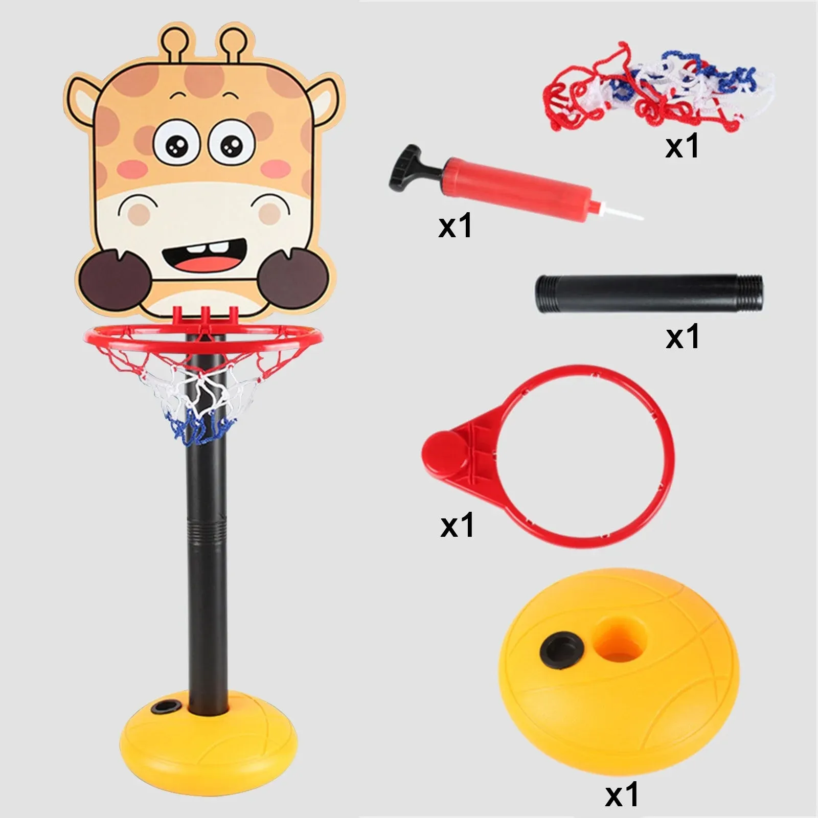 Kids Basketball Hoop Stand, Adjustable Height, Mini Kids Basketball Goal Toy with Ball & Pump, Toddler Basketball Hoop Stand for Boys Girls Toddlers Age 3 Up