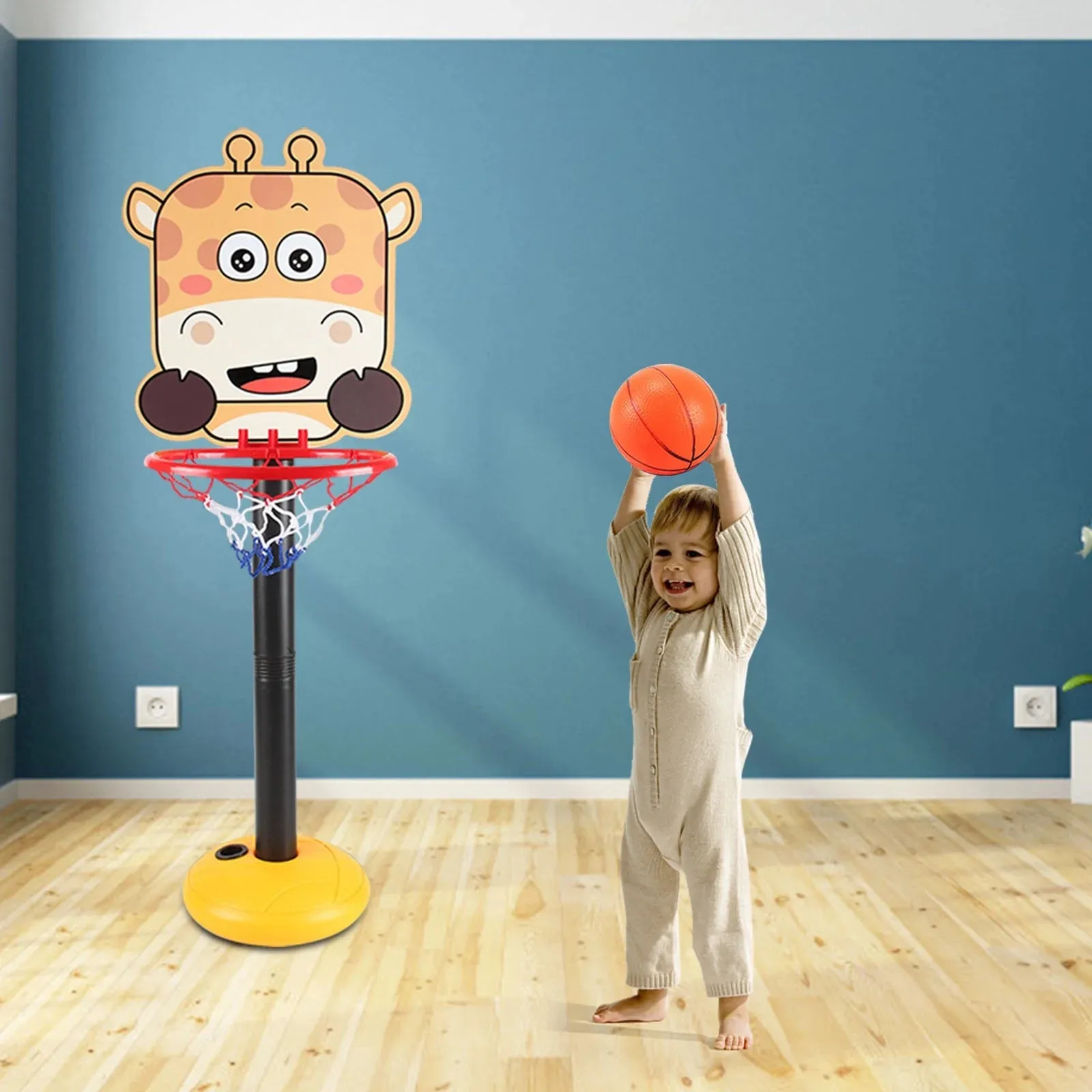 Kids Basketball Hoop Stand, Adjustable Height, Mini Kids Basketball Goal Toy with Ball & Pump, Toddler Basketball Hoop Stand for Boys Girls Toddlers Age 3 Up