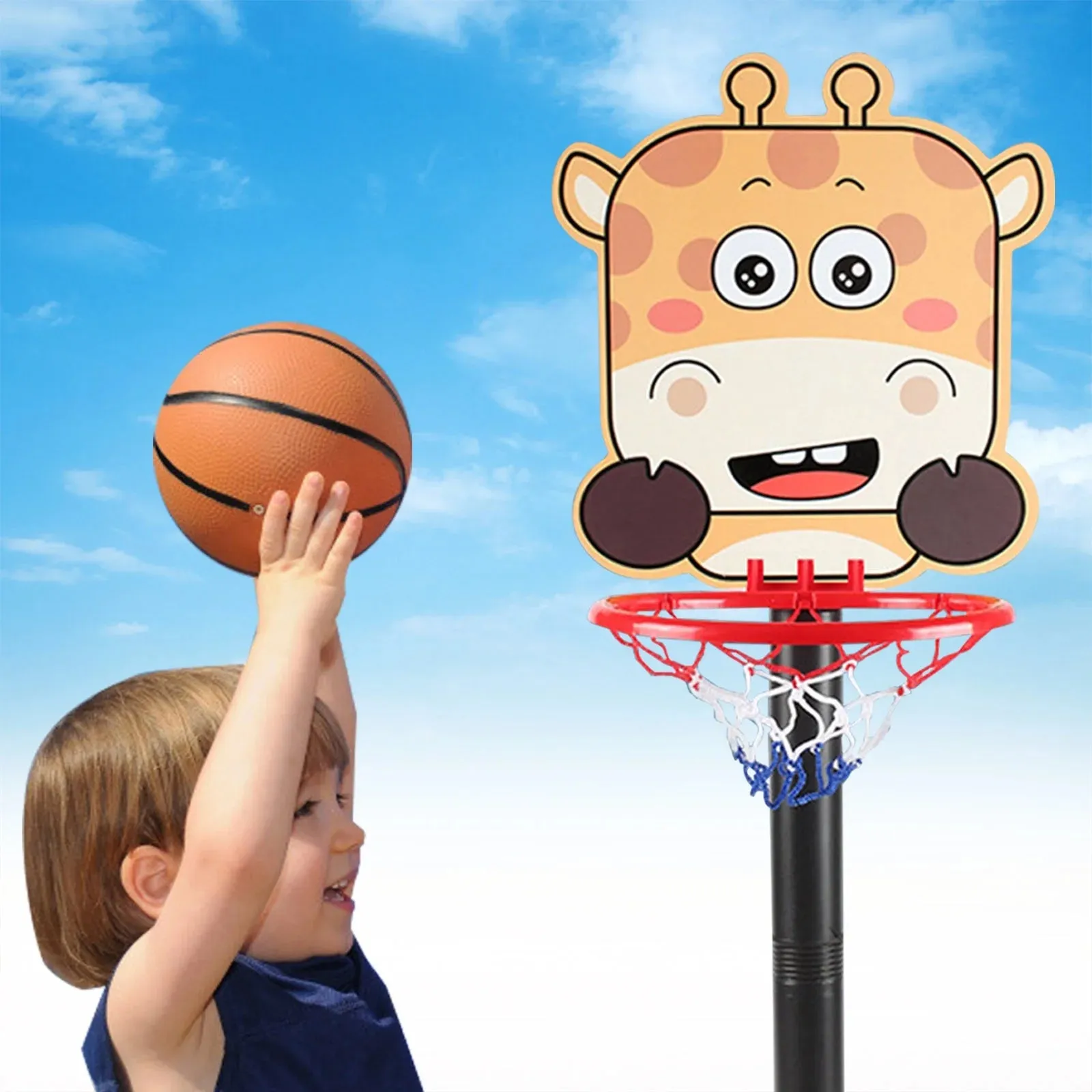 Kids Basketball Hoop Stand, Adjustable Height, Mini Kids Basketball Goal Toy with Ball & Pump, Toddler Basketball Hoop Stand for Boys Girls Toddlers Age 3 Up