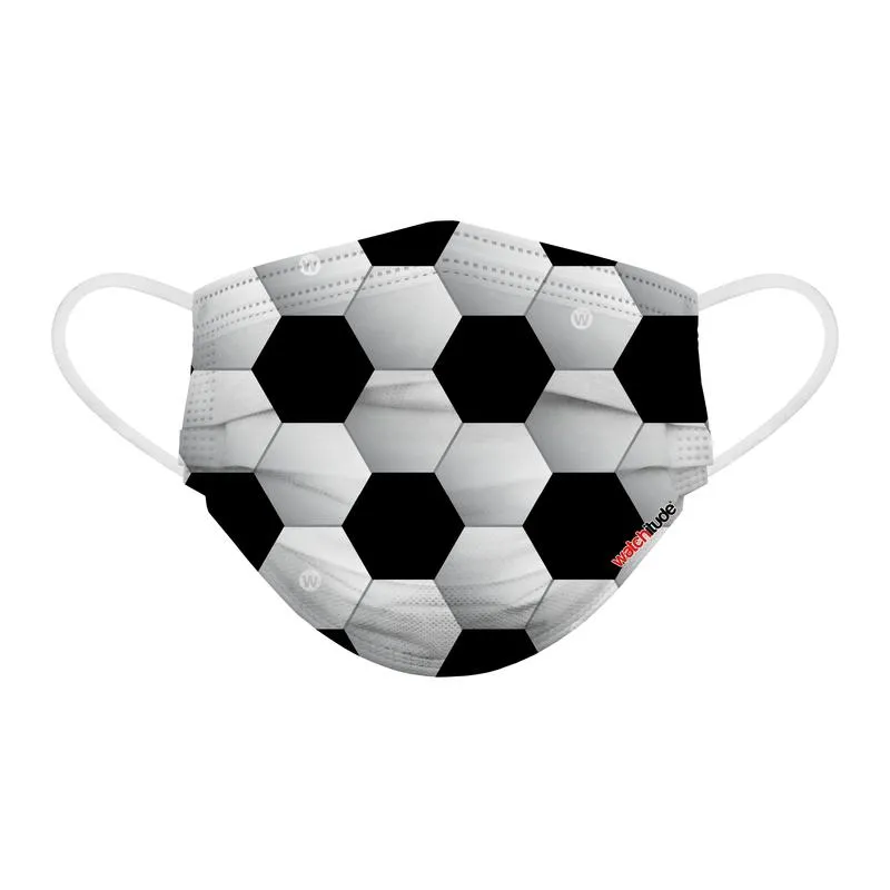 Kids Disposable Masks - Soccer / Blue Tie Dye