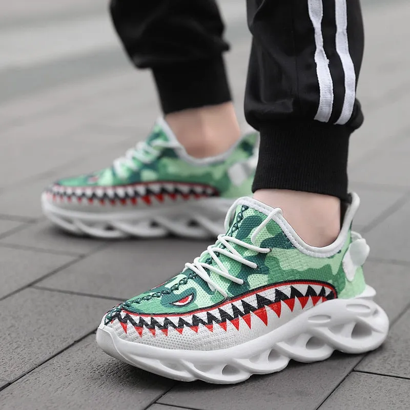Kids Sneakers Comfortable Shark Shoes Twist Bottom Trainers