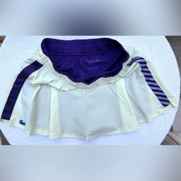 Lacoste Performance Women's Tennis Skirt - Beige / Purple - Size M 40