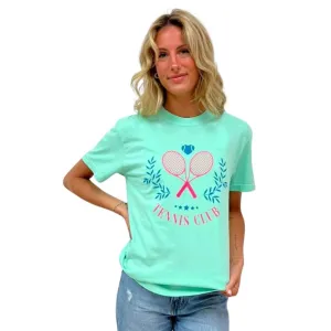 Light Green Blue Tennis Club Graphic Short Sleeve T-Shirt