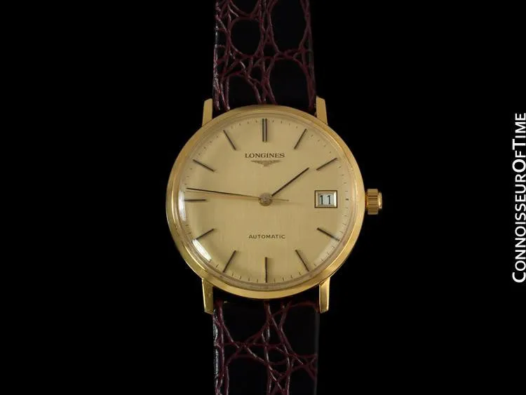 Longines Mens Automatic Watch with Quick-Setting Date - 18K Gold Plated & Stainless Steel SS