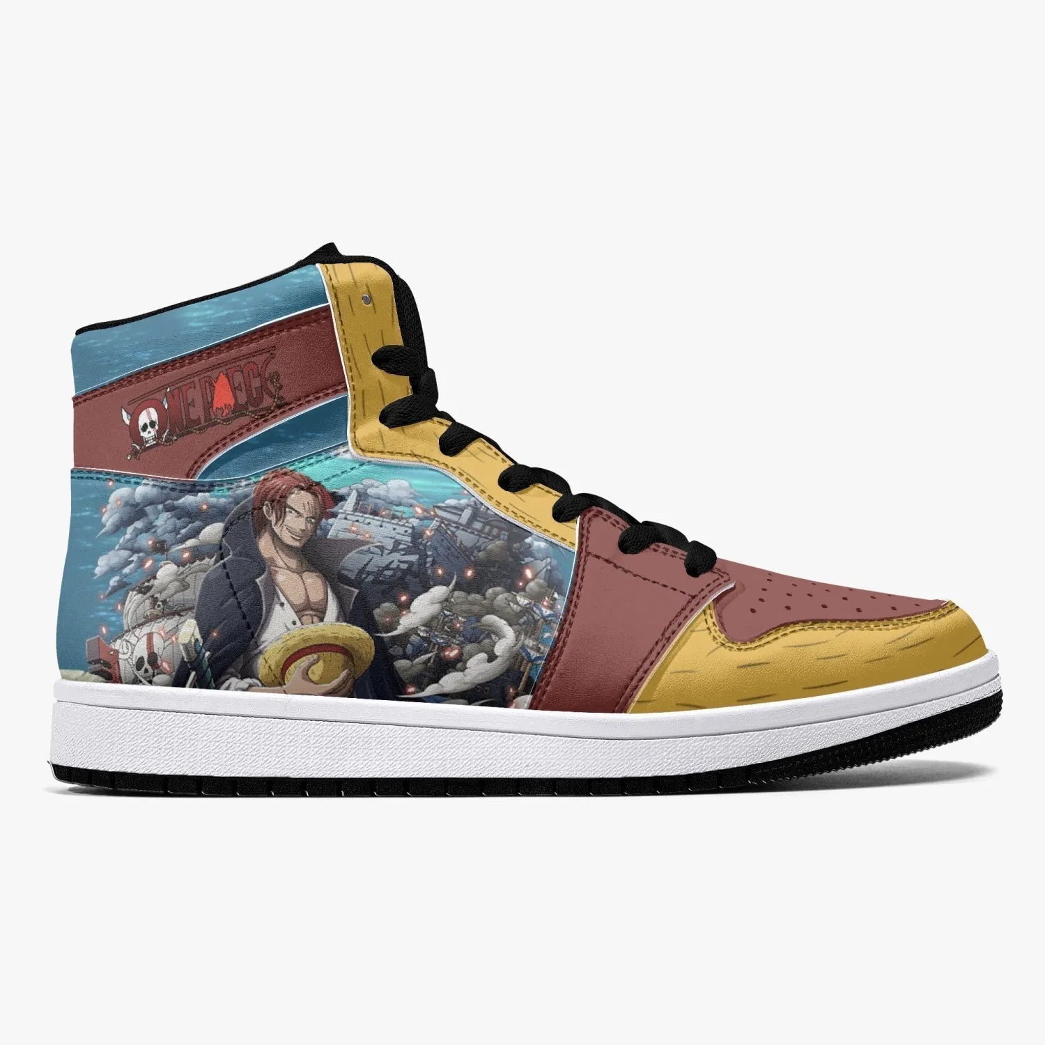 Luffy and Shanks One Piece Mid 1 Basketball Shoes