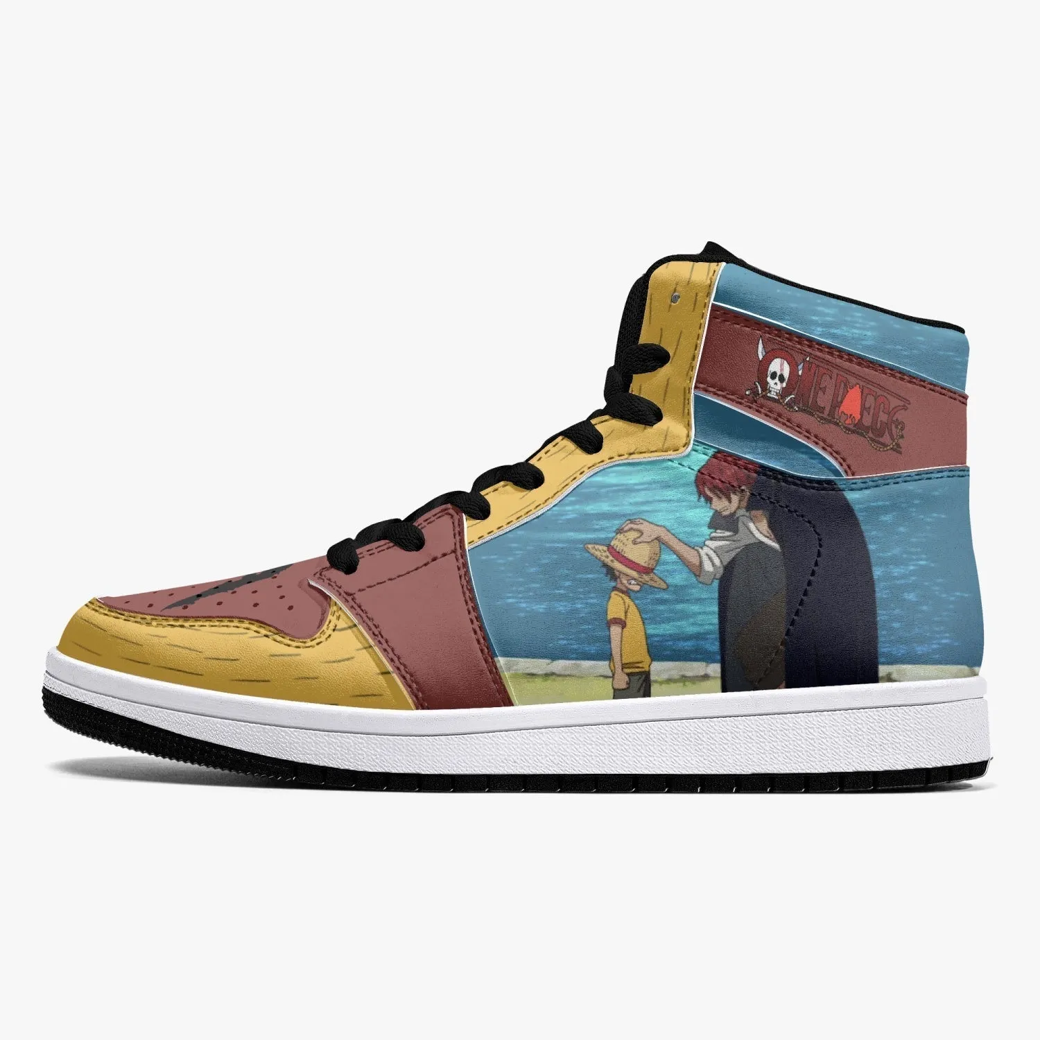 Luffy and Shanks One Piece Mid 1 Basketball Shoes