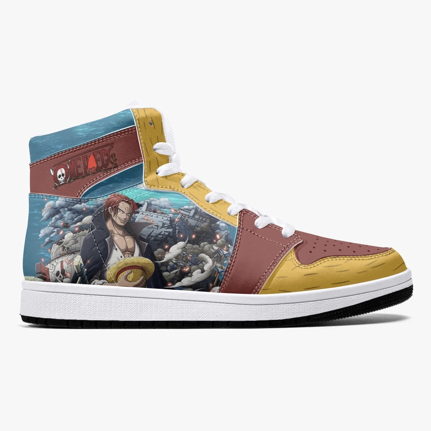 Luffy and Shanks One Piece Mid 1 Basketball Shoes