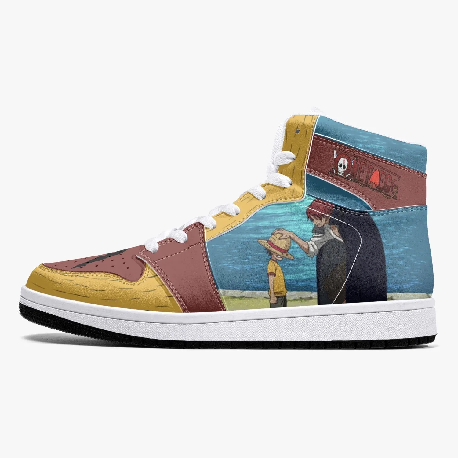 Luffy and Shanks One Piece Mid 1 Basketball Shoes