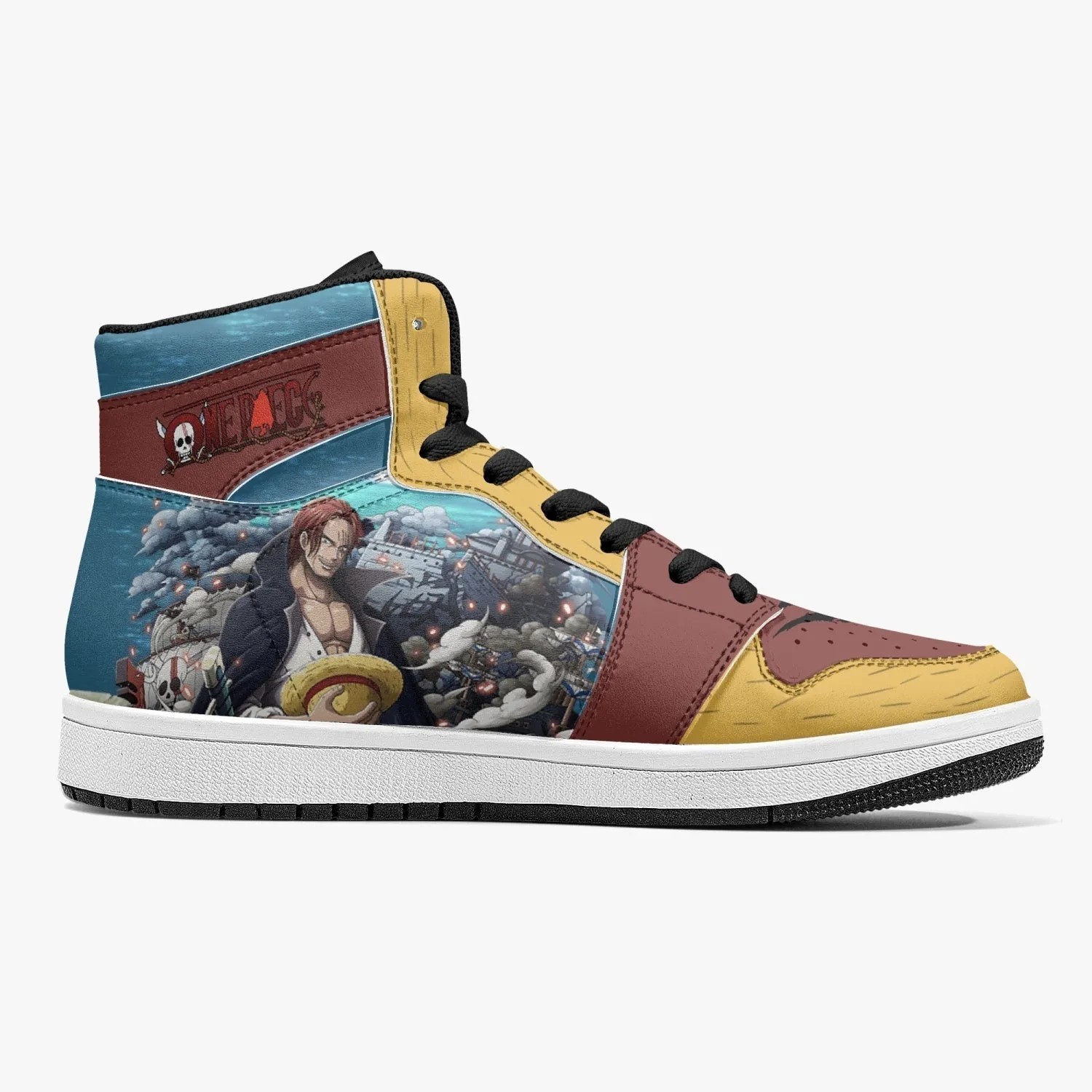 Luffy and Shanks One Piece Mid 1 Basketball Shoes