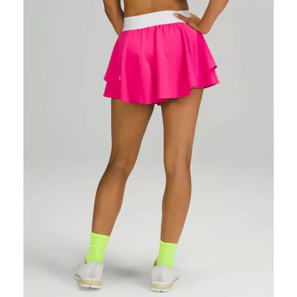 Lululemon 8 Court Rival HR Skirt Sonic Pink White Size 10 Reg Tennis Golf NWOT