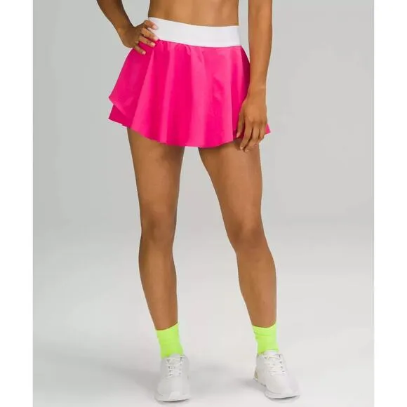 Lululemon 8 Court Rival HR Skirt Sonic Pink White Size 10 Reg Tennis Golf NWOT