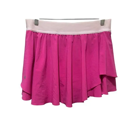 Lululemon 8 Court Rival HR Skirt Sonic Pink White Size 10 Reg Tennis Golf NWOT