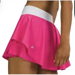 Lululemon 8 Court Rival HR Skirt Sonic Pink White Size 10 Reg Tennis Golf NWOT