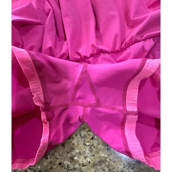 Lululemon 8 Court Rival HR Skirt Sonic Pink White Size 10 Reg Tennis Golf NWOT