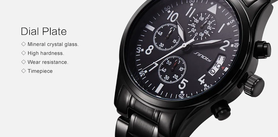 Men's Black Stainless Steel Watch With Date Display