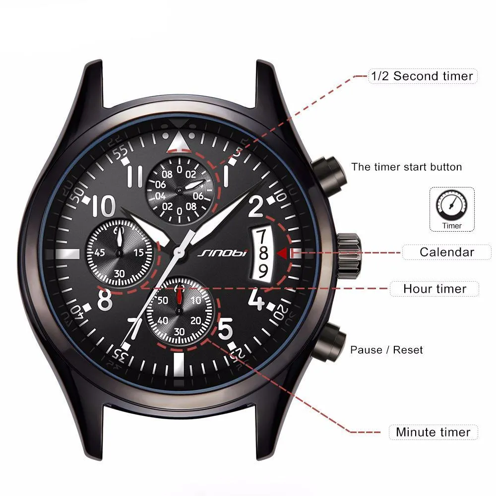 Men's Black Stainless Steel Watch With Date Display