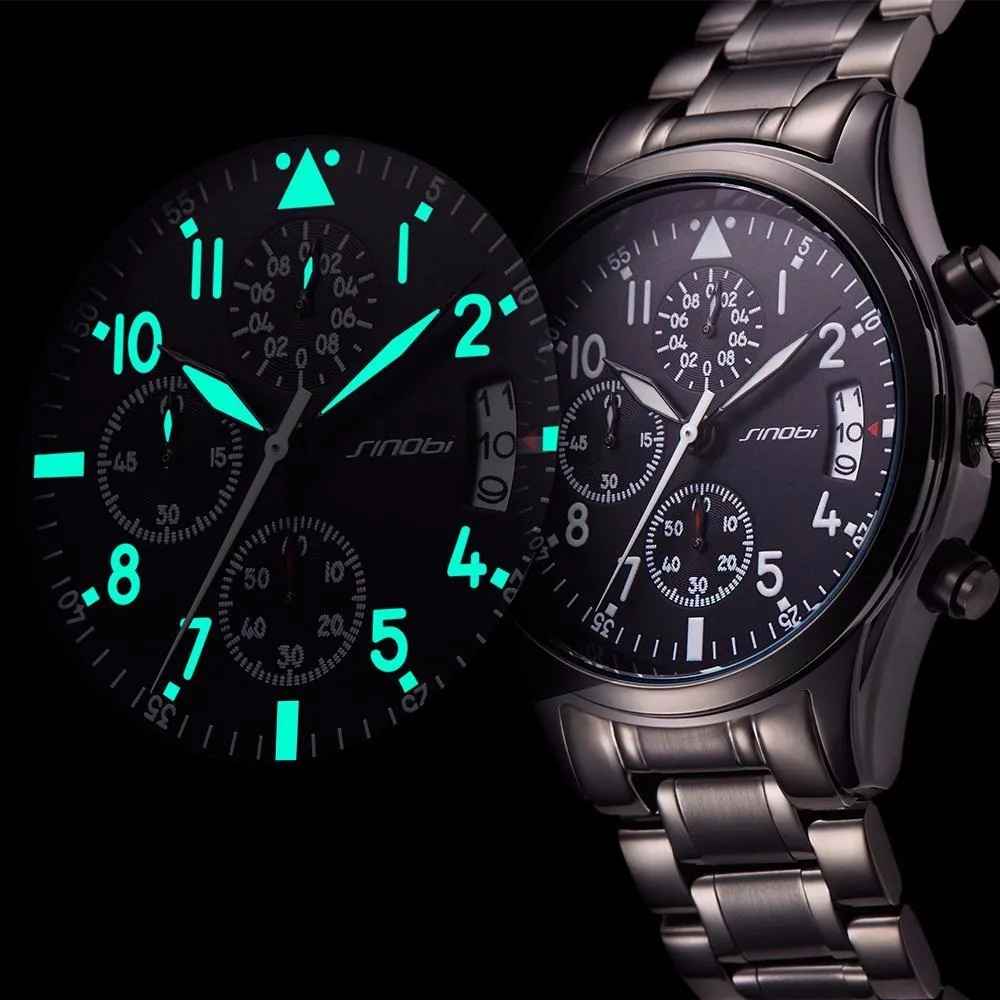 Men's Black Stainless Steel Watch With Date Display