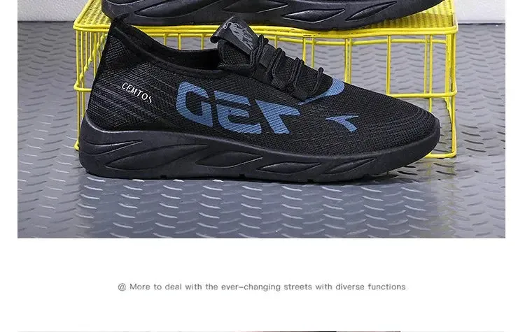 Men's casual sports shoes, lightweight sports shoes, white outdoor breathable mesh black running shoes, sports jogging tennis sh
