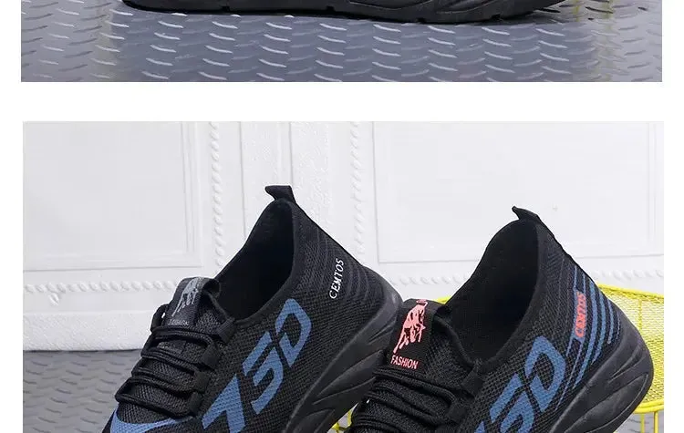 Men's casual sports shoes, lightweight sports shoes, white outdoor breathable mesh black running shoes, sports jogging tennis sh