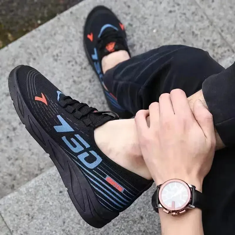 Men's casual sports shoes, lightweight sports shoes, white outdoor breathable mesh black running shoes, sports jogging tennis sh