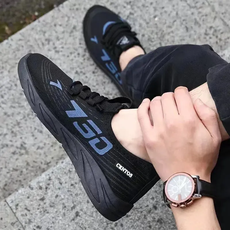 Men's casual sports shoes, lightweight sports shoes, white outdoor breathable mesh black running shoes, sports jogging tennis sh