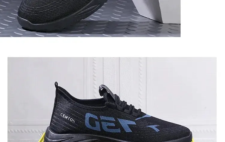 Men's casual sports shoes, lightweight sports shoes, white outdoor breathable mesh black running shoes, sports jogging tennis sh