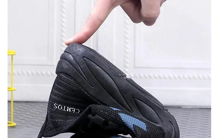 Men's casual sports shoes, lightweight sports shoes, white outdoor breathable mesh black running shoes, sports jogging tennis sh