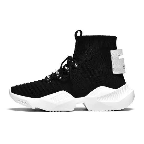 Men's Chic Black/White High Top Sock Sneaker Shoes