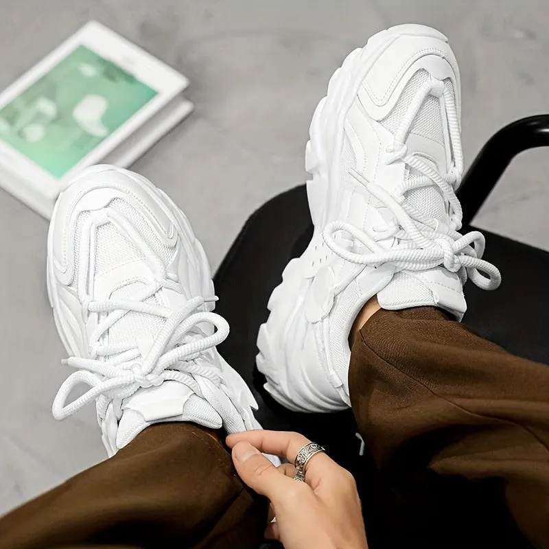 Mens Fashion-Forward Lace-up Chunky Sneakers