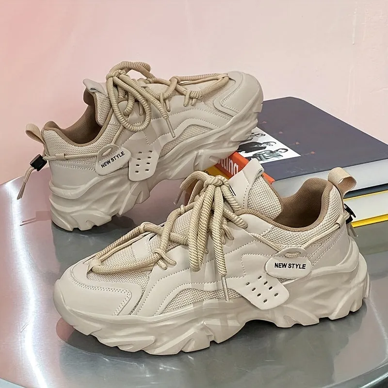 Mens Fashion-Forward Lace-up Chunky Sneakers