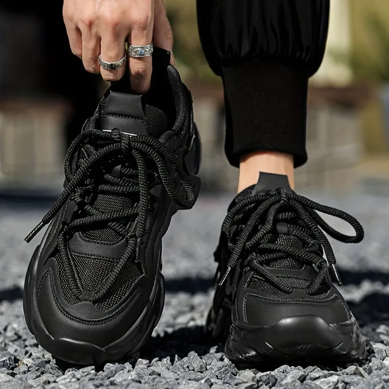 Mens Fashion-Forward Lace-up Chunky Sneakers