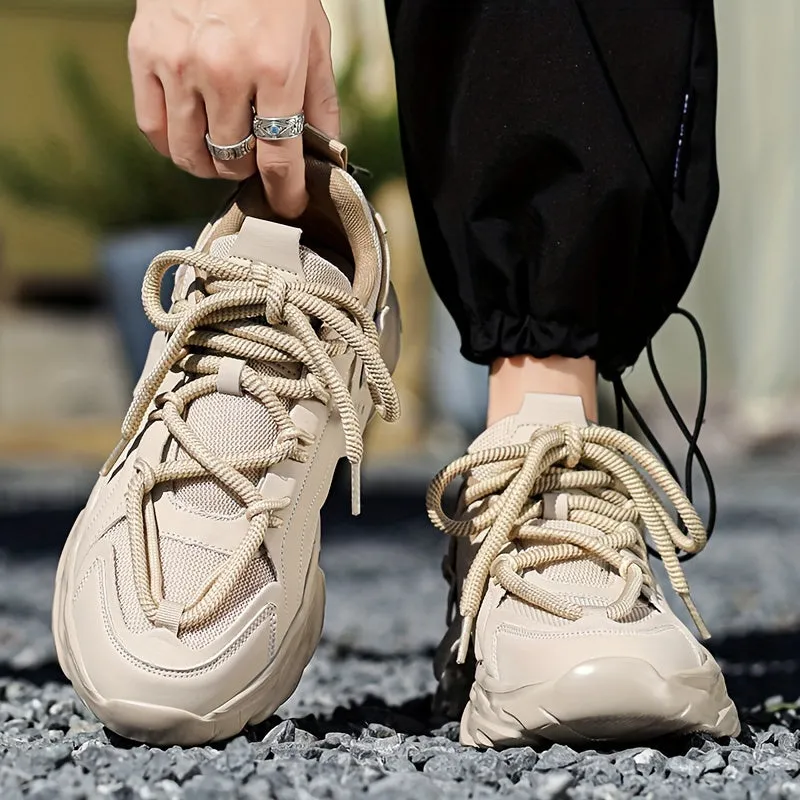 Mens Fashion-Forward Lace-up Chunky Sneakers