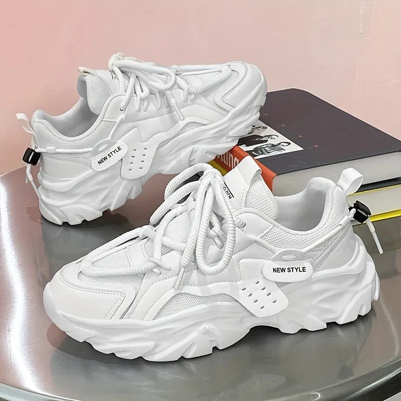 Mens Fashion-Forward Lace-up Chunky Sneakers
