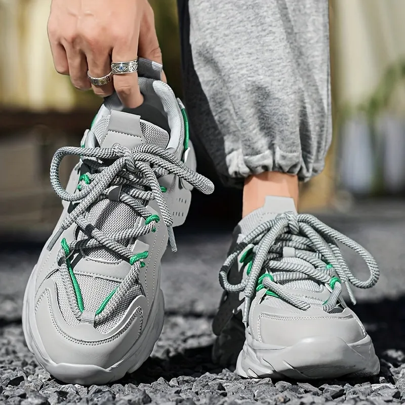 Mens Fashion-Forward Lace-up Chunky Sneakers