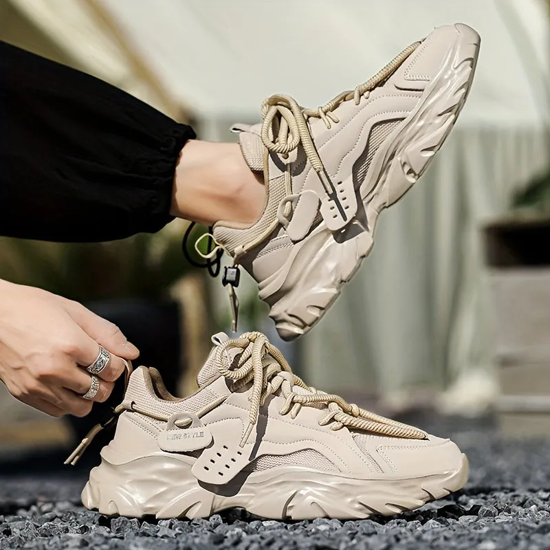 Mens Fashion-Forward Lace-up Chunky Sneakers