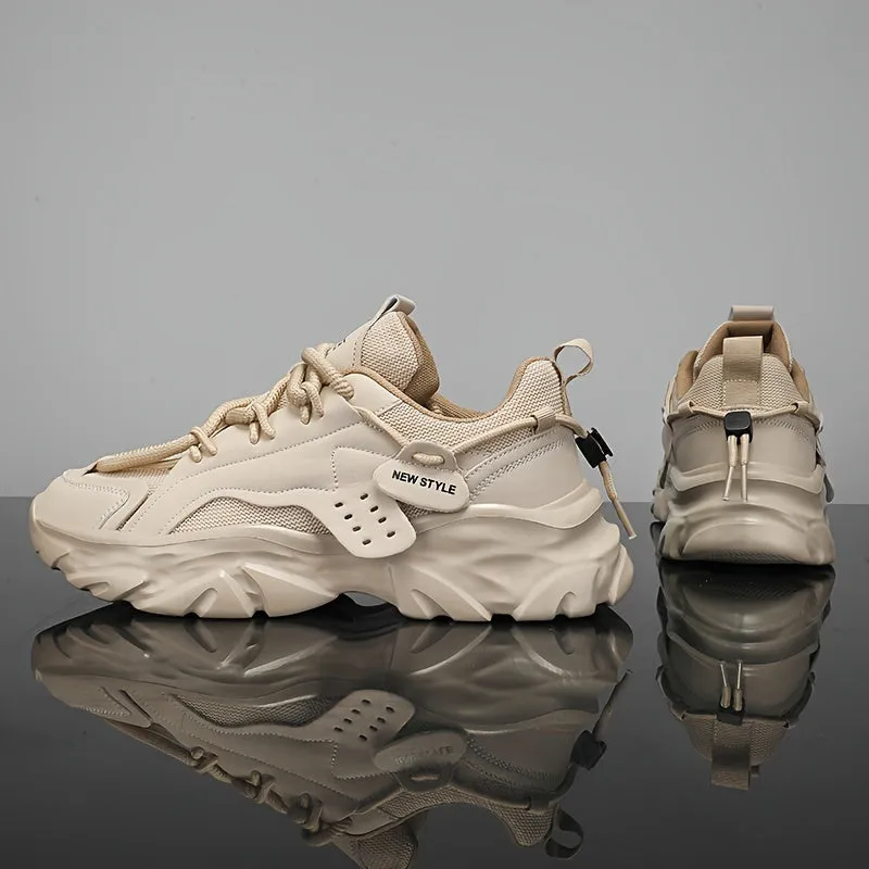 Mens Fashion-Forward Lace-up Chunky Sneakers