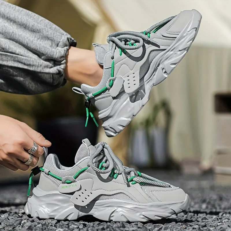 Mens Fashion-Forward Lace-up Chunky Sneakers