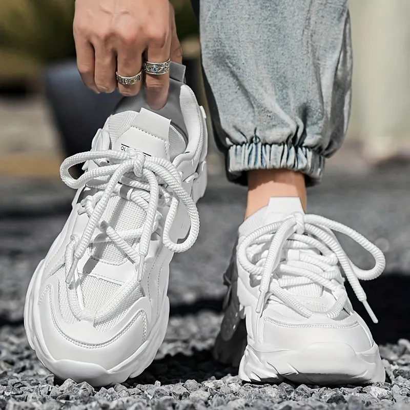Mens Fashion-Forward Lace-up Chunky Sneakers