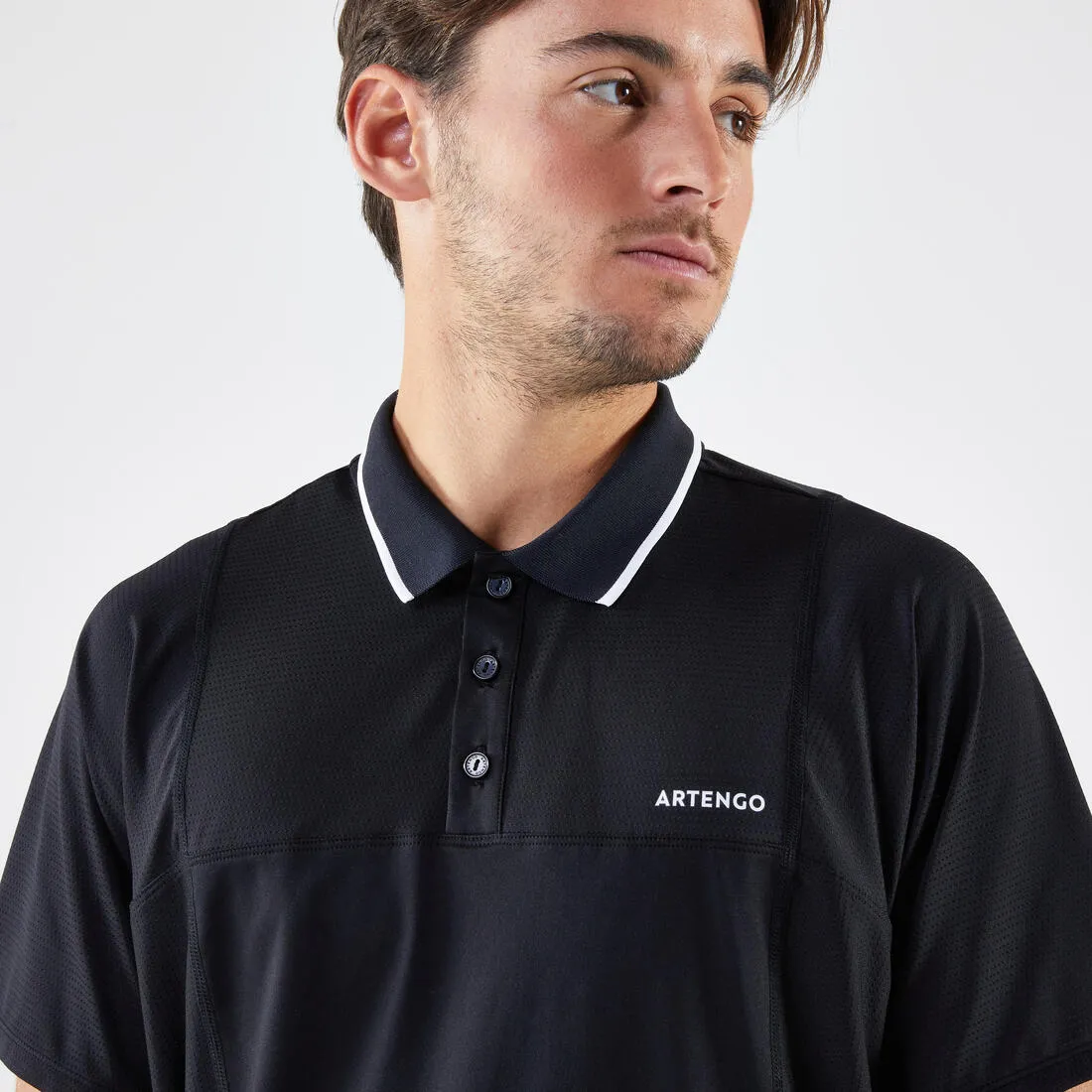 Men's Tennis Short-Sleeved Polo Shirt Dry - Navy/Sky Blue