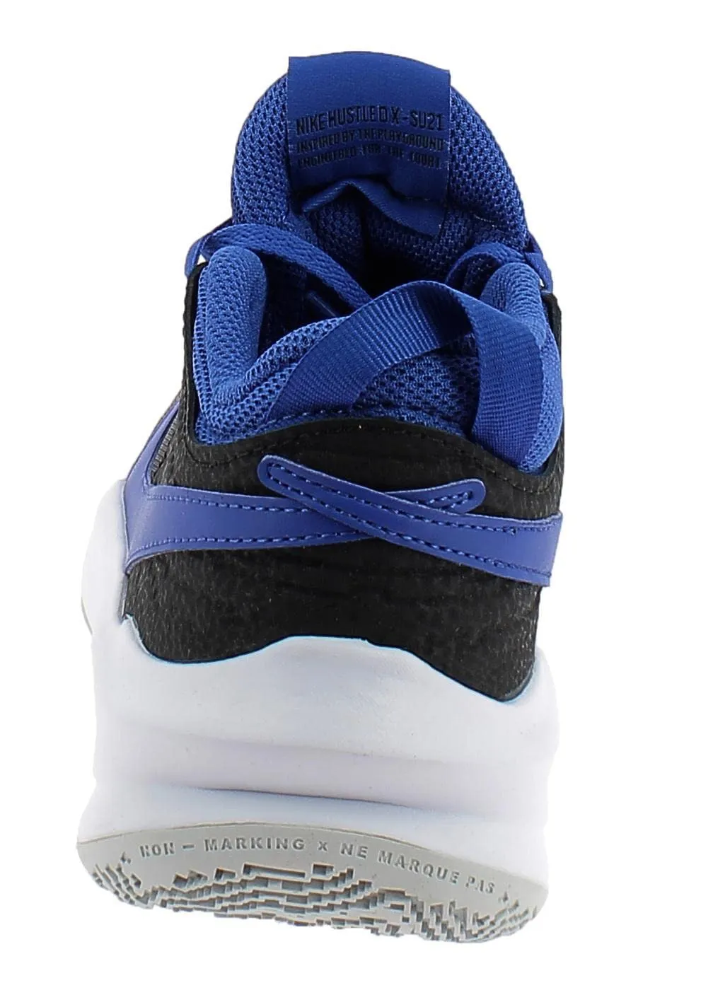 Nike boys Team Hustle D10 GS Basketball Shoe, Black/Game Royal-photon Dust, 4 Big Kid