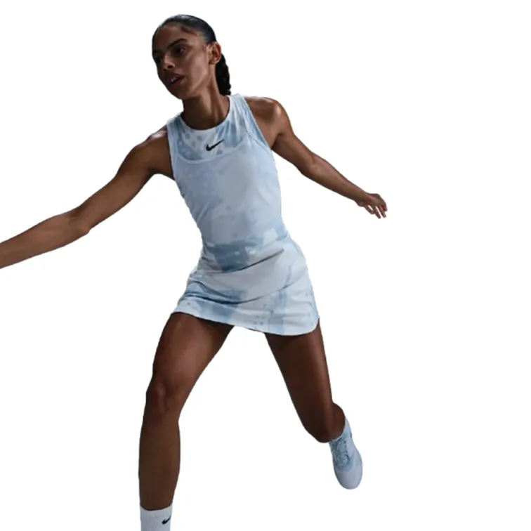 NikeCourt Dri-FIT Slam Printed White, Grey, High Voltage, and Medium Ash Women's Tennis Dress