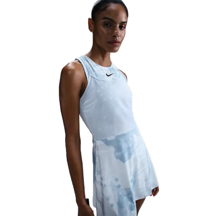 NikeCourt Dri-FIT Slam Printed White, Grey, High Voltage, and Medium Ash Women's Tennis Dress