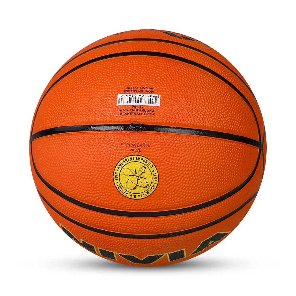 NIVIA TRUE ORANGE, Training Ball, 14 Panels, Durable Rubber Cover Molded with Pebbled Texture , Butyl ThreadwoundedBladder, Training Ball Standard, Made for Training Sessions , to Play on All Indoor & Outdoor Surfaces