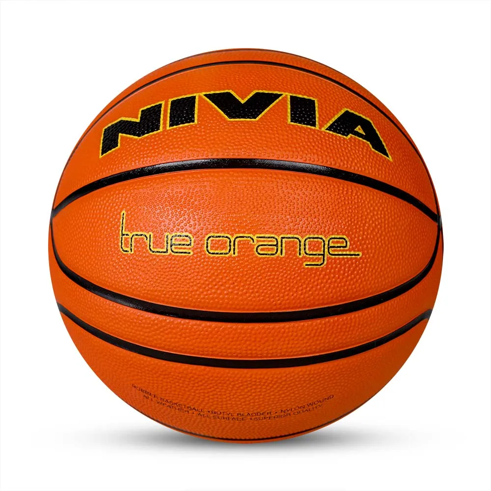 NIVIA TRUE ORANGE, Training Ball, 14 Panels, Durable Rubber Cover Molded with Pebbled Texture , Butyl ThreadwoundedBladder, Training Ball Standard, Made for Training Sessions , to Play on All Indoor & Outdoor Surfaces