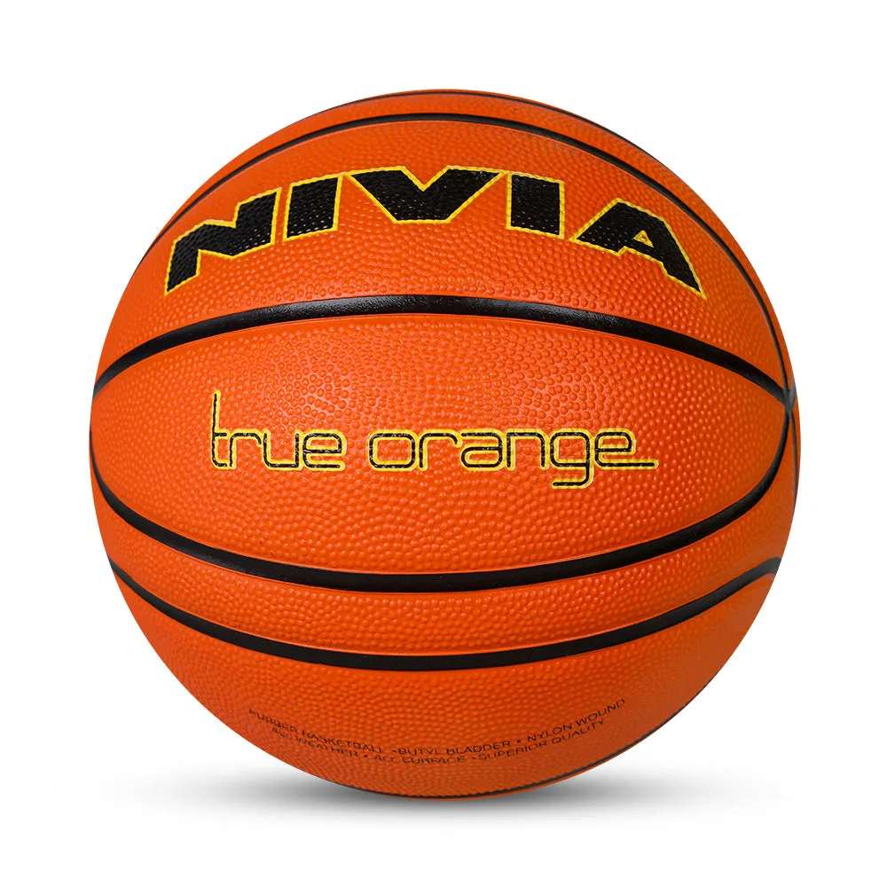 NIVIA TRUE ORANGE, Training Ball, 14 Panels, Durable Rubber Cover Molded with Pebbled Texture , Butyl ThreadwoundedBladder, Training Ball Standard, Made for Training Sessions , to Play on All Indoor & Outdoor Surfaces