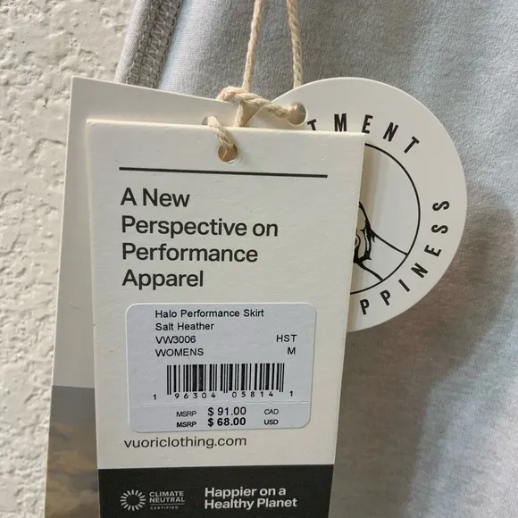 NWT Vuori Halo Performance Skirt | Salt Heather Tennis Skirt