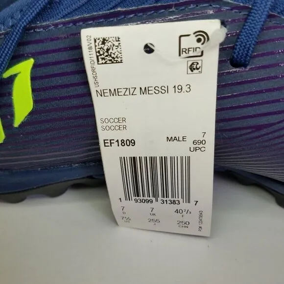 NWT Adidas Nemeziz Messi Tango 19.3 TF Cleats Tech Ink/Signal Green/Glory Purple