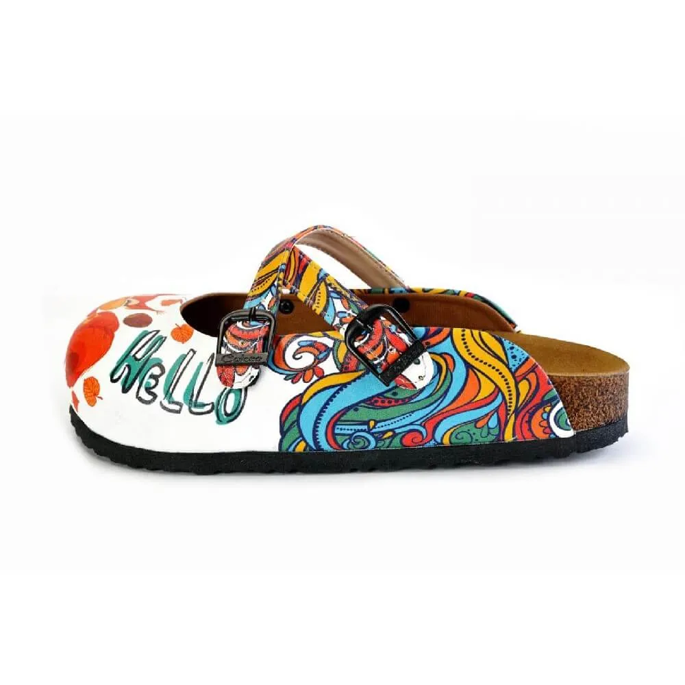 Orange & White 'Hello' Clogs - WCAL177