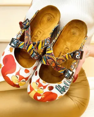 Orange & White 'Hello' Clogs - WCAL177